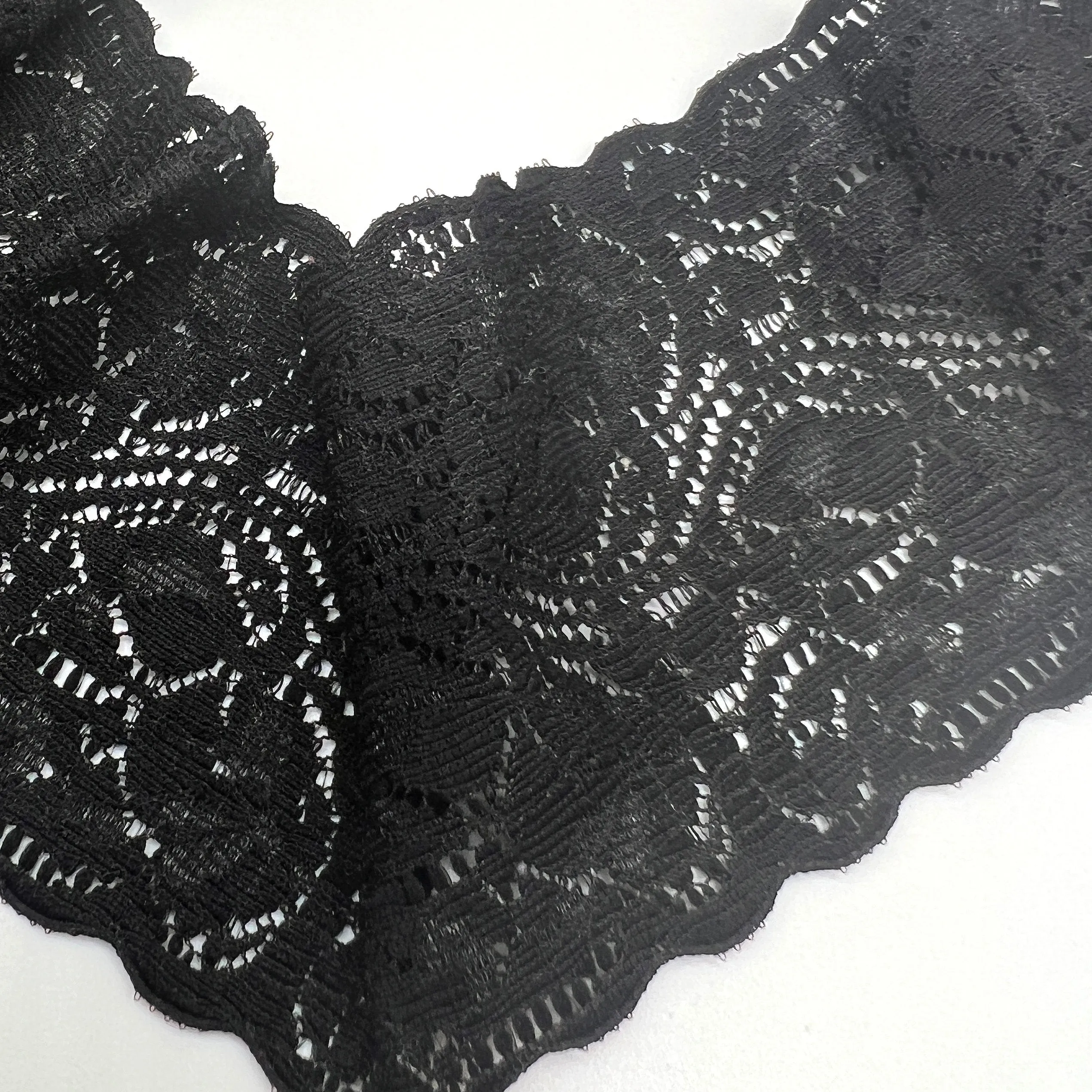 2 1/2" (6cm) Narrow Black Color Stretch Lace- 2 yard increments