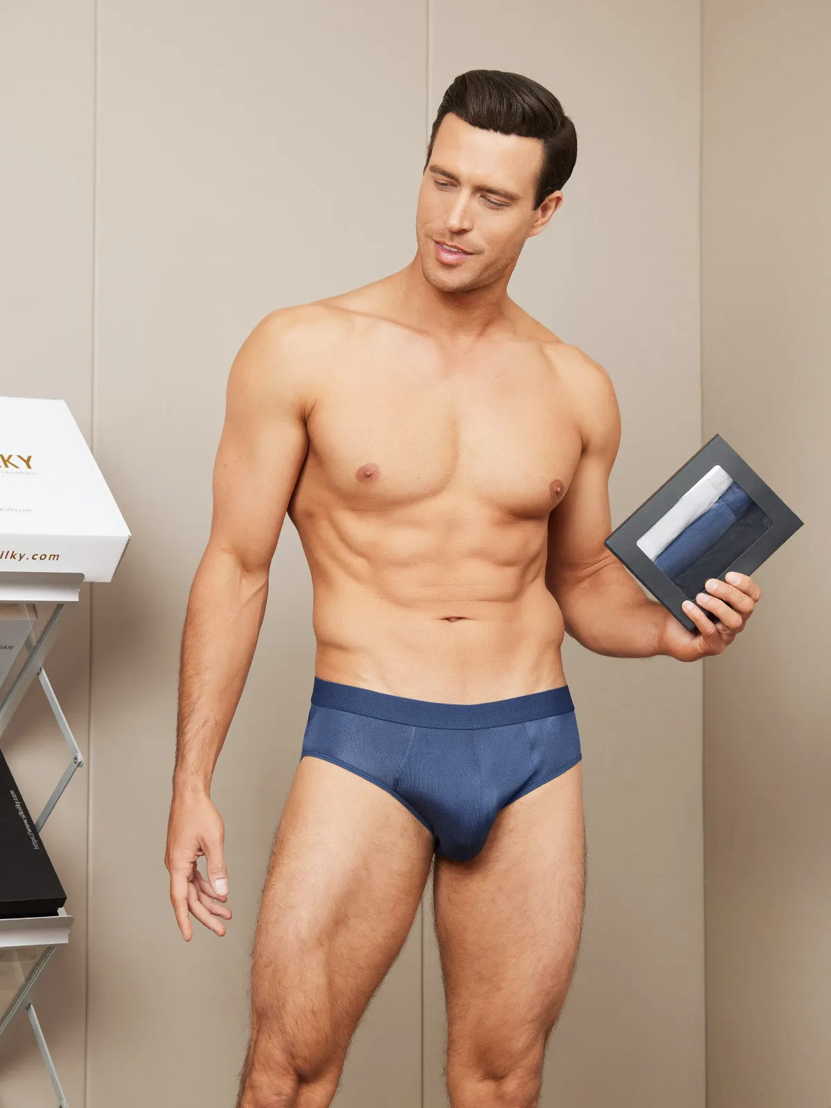 3Pcs Men Briefs Breathable Silk Knitted Underwear