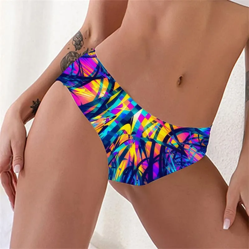 Abstract Briefs Women Psychedelic Pantys Colorful Lingerie Female Art Seamless