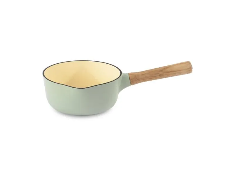 BergHOFF Ron 7" Saucepan 1.8Qt., Green,  Enameled Cast Iron, Wood Handle