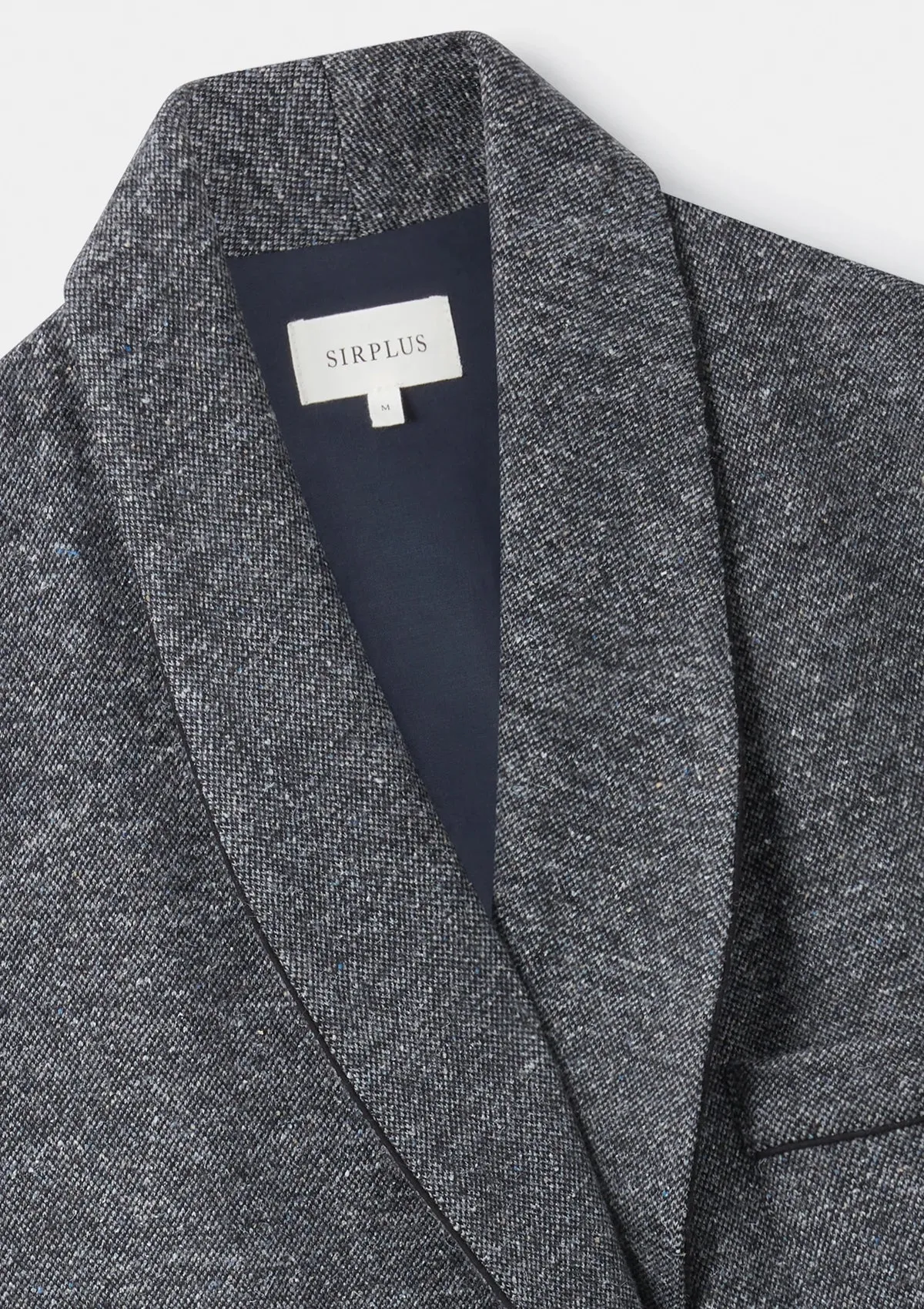 Black & Grey Melange Wool Silk Dressing Gown