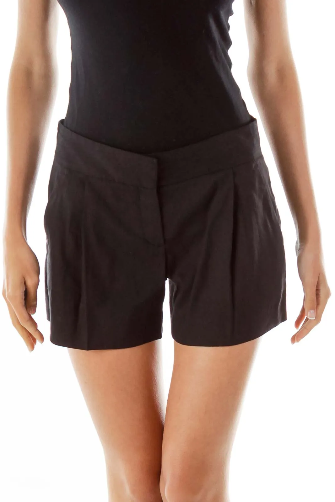 Black Linen High-Waisted Short