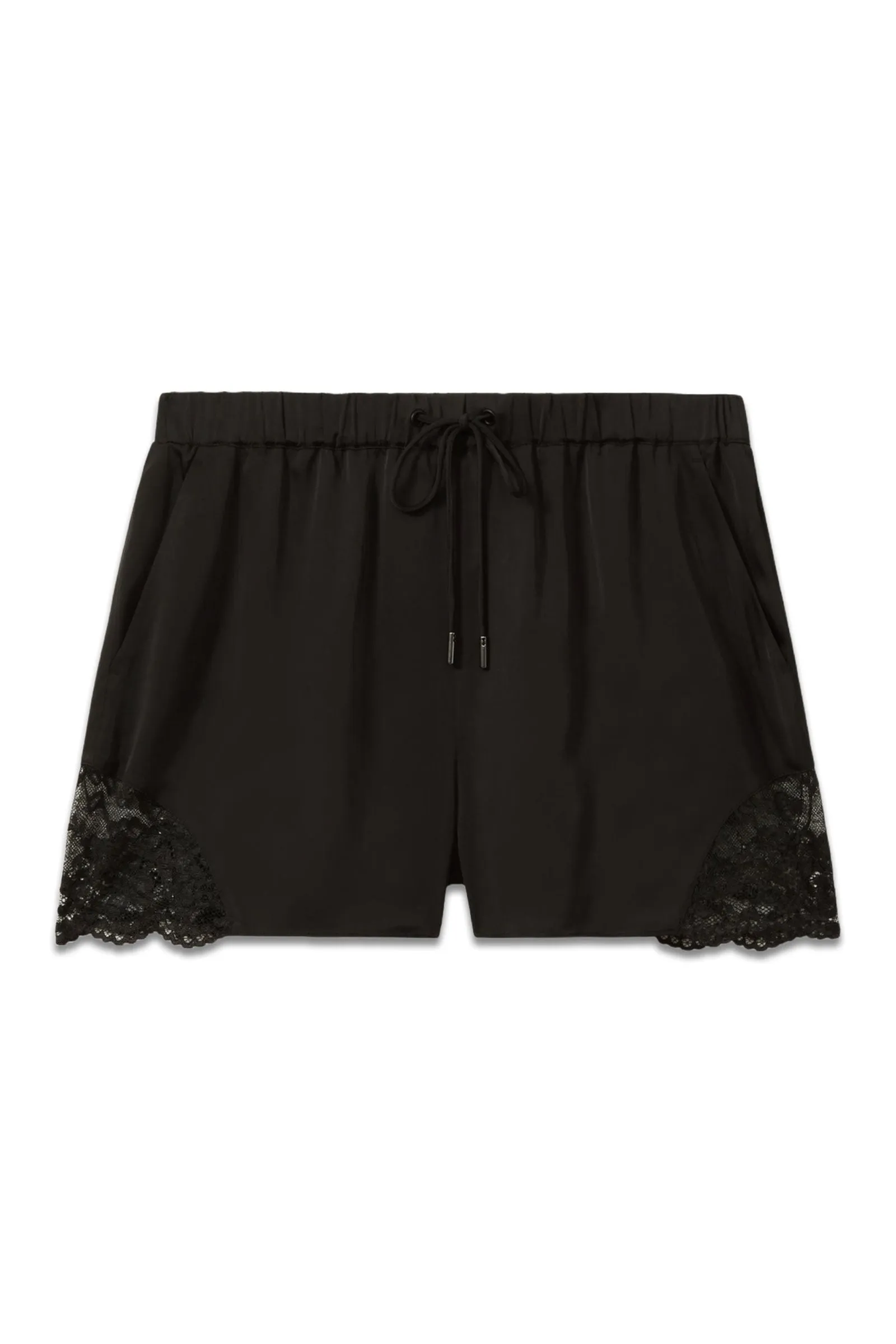 Clarissa Viscose Satin Lace Trim Shorts