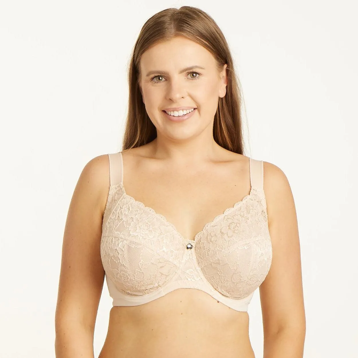 Dahlia Lace Premium Support Bra - Almond