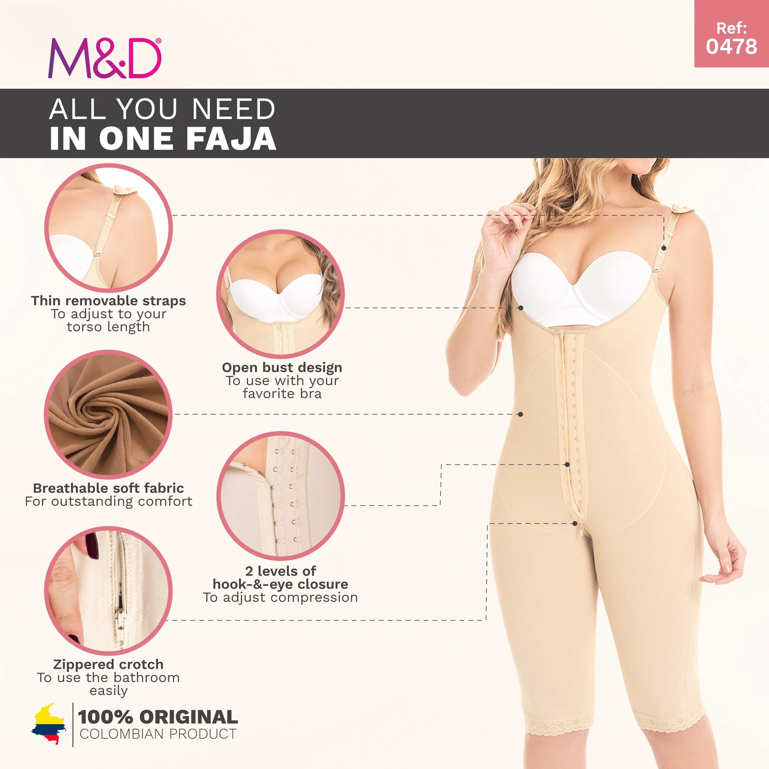 Daily Use Best Everyday Shapewear high compressive fabrics & Closure system Fajas MYD0478