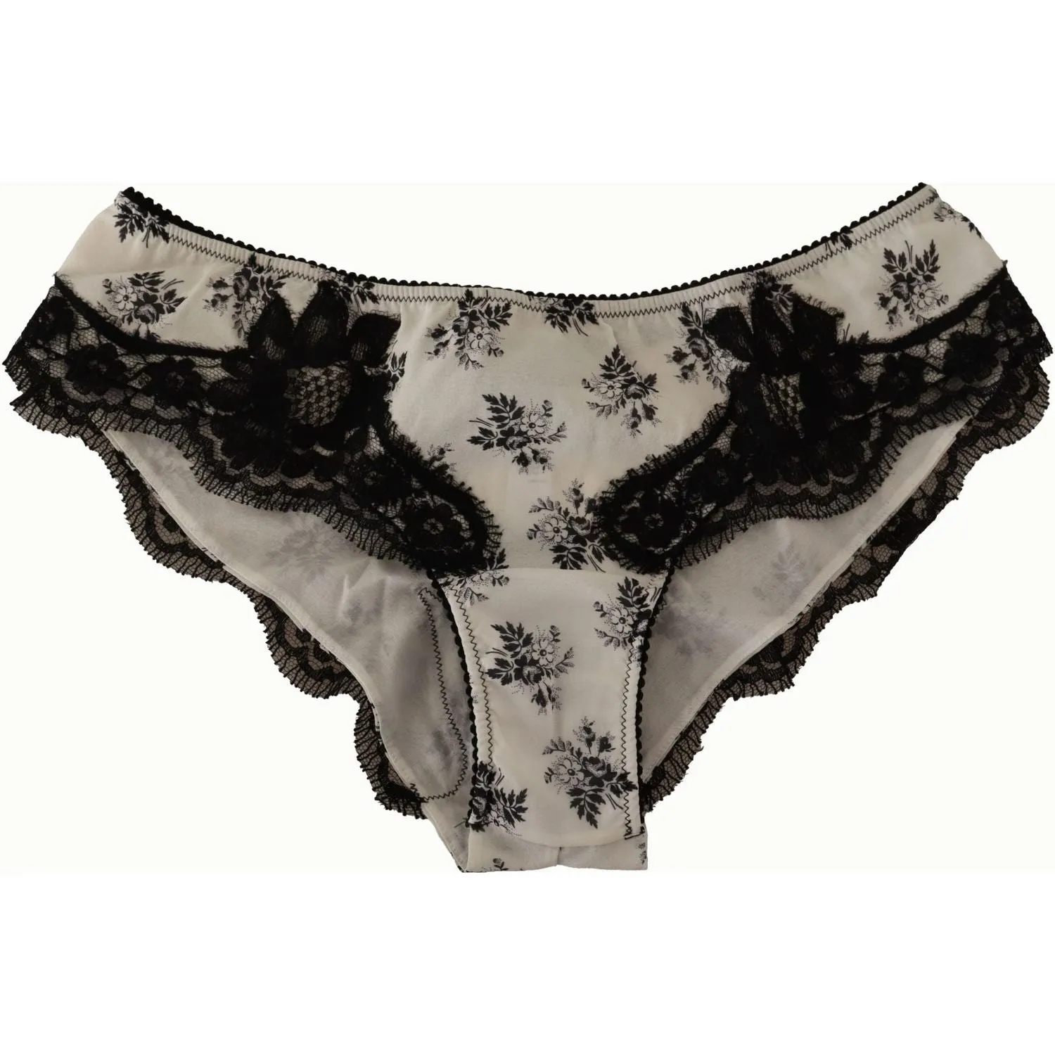 Dolce & Gabbana Elegant White Lace Silk Briefs