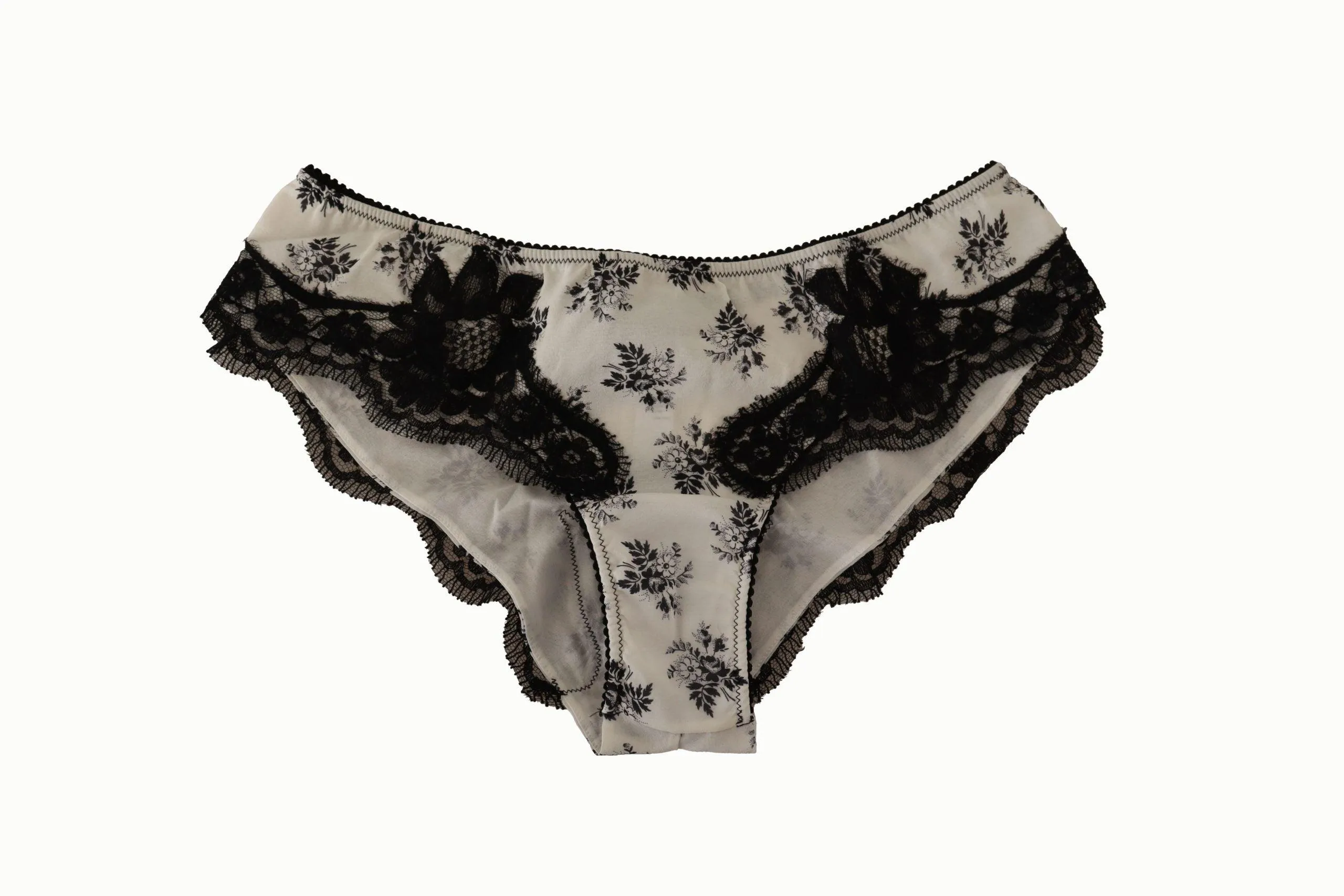 Dolce & Gabbana White Floral Lace Satin Briefs Underwear