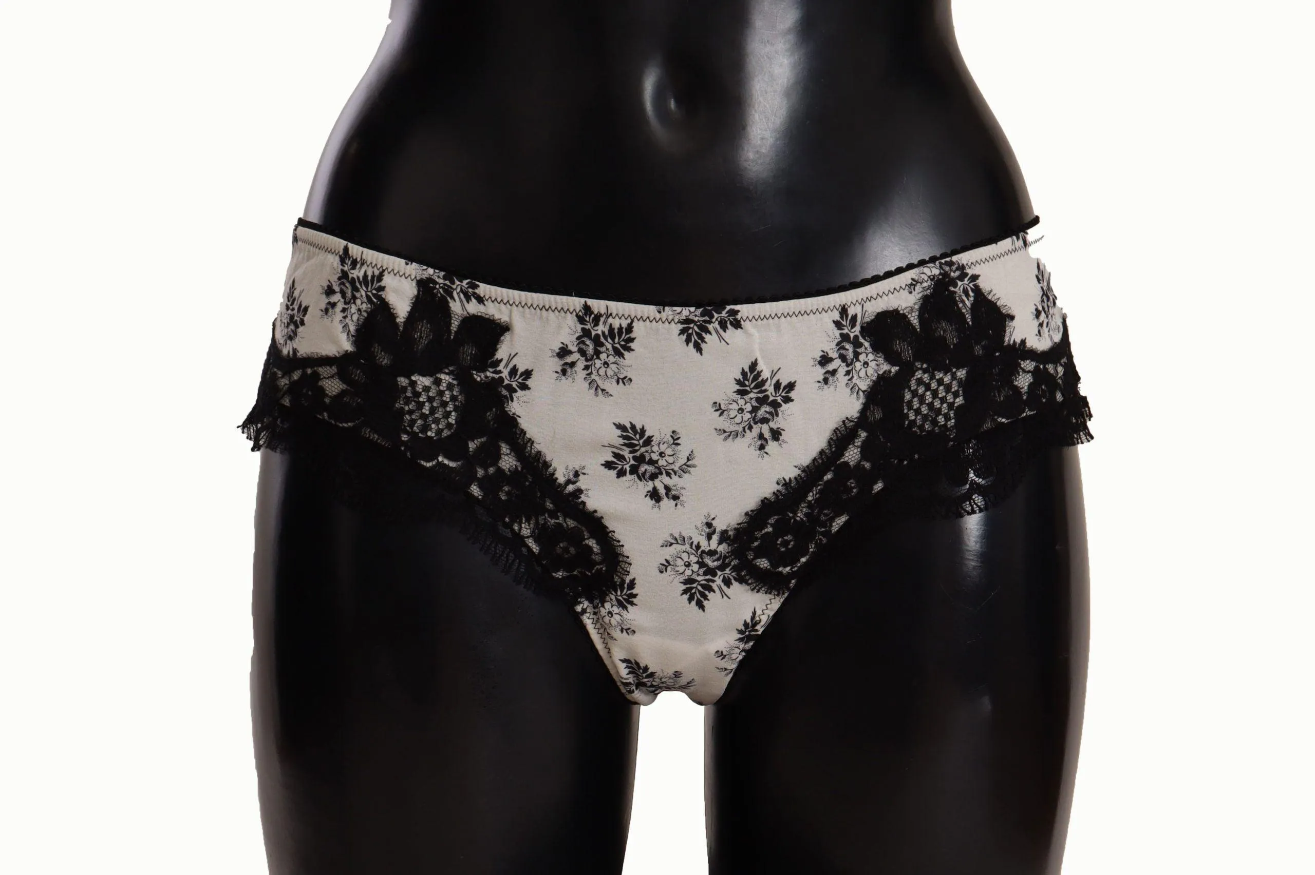 Dolce & Gabbana White Floral Lace Satin Briefs Underwear