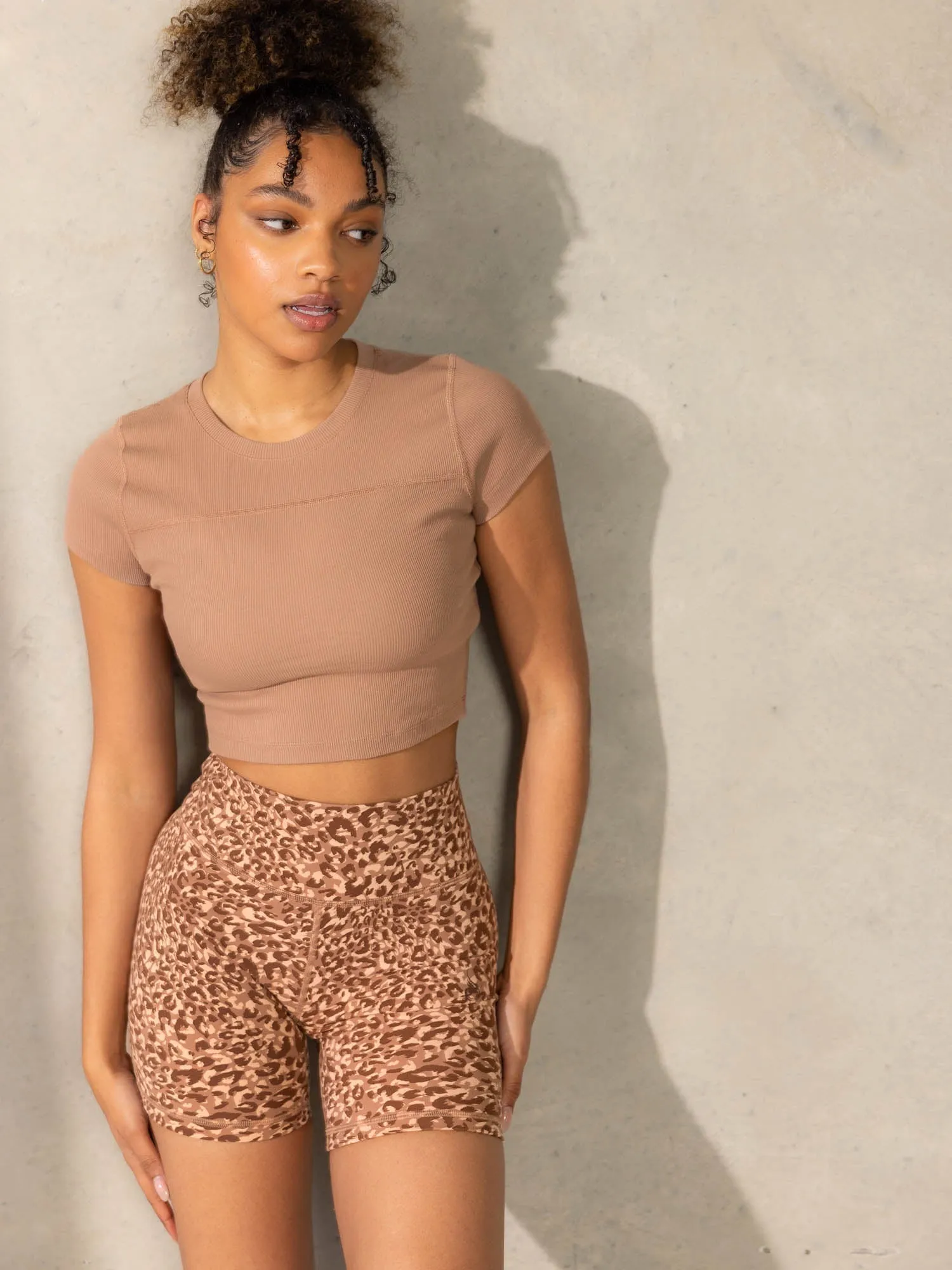 Empower High Waisted Shorts - Mocha Leopard