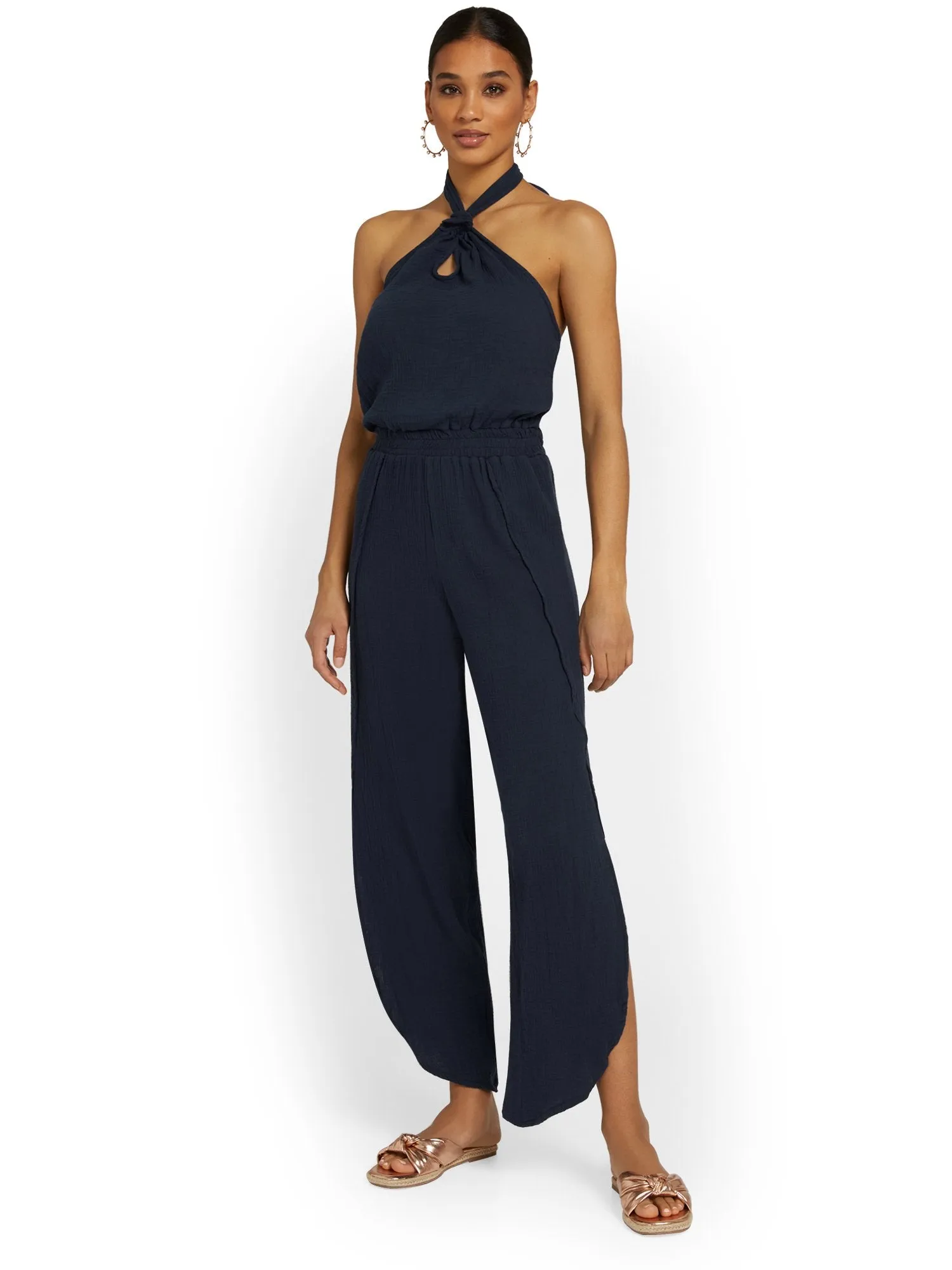 Gauze Halterneck Jumpsuit