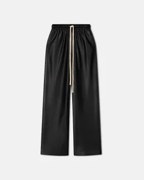 Gisela - Okobor™ Alt-Leather Drawstring Pants - Black/Creme