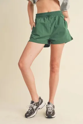 High Waisted Drawstring Shorts Green