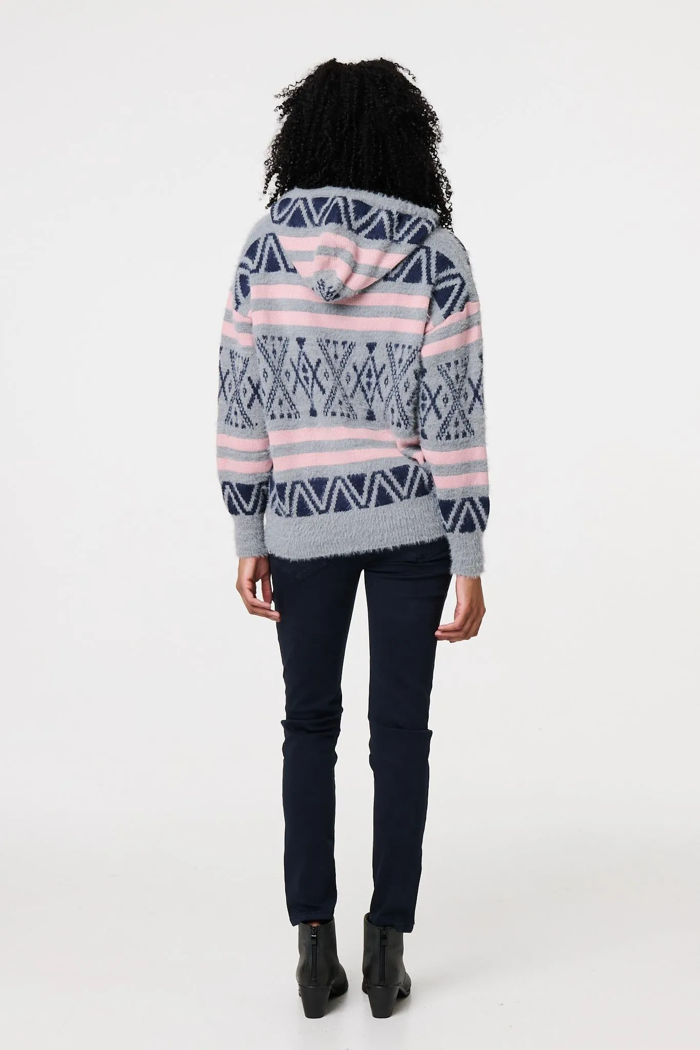 Ikat Print Relaxed Hooded Sweatshirt