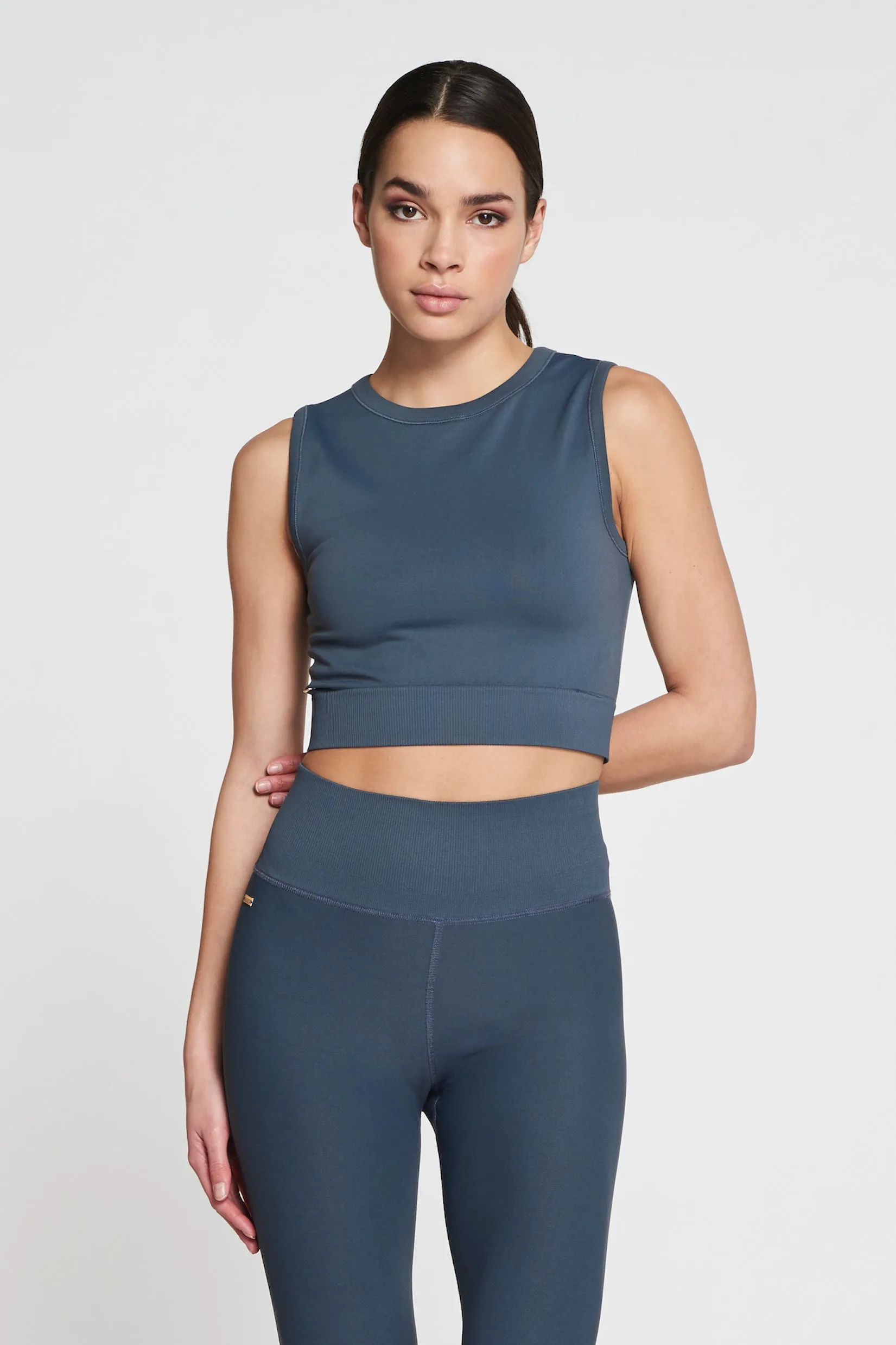 Julia Soft Stretch Sleeveles top - Silvered Olive