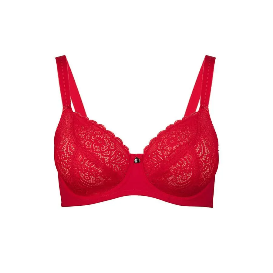 Lily Lace Full Cup Bra - Ruby Red