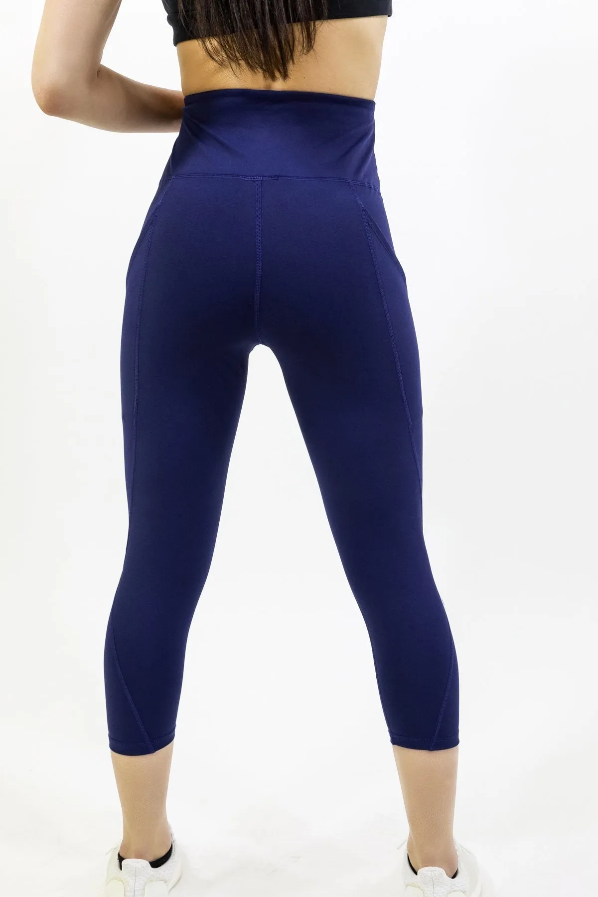 Navy Blue High Waisted Yoga Capri Leggings