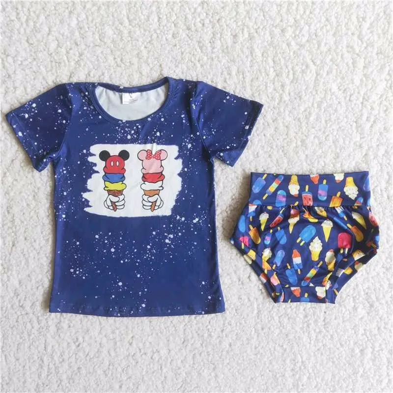 navy blue t-shirt ice cream bummie set C14-25