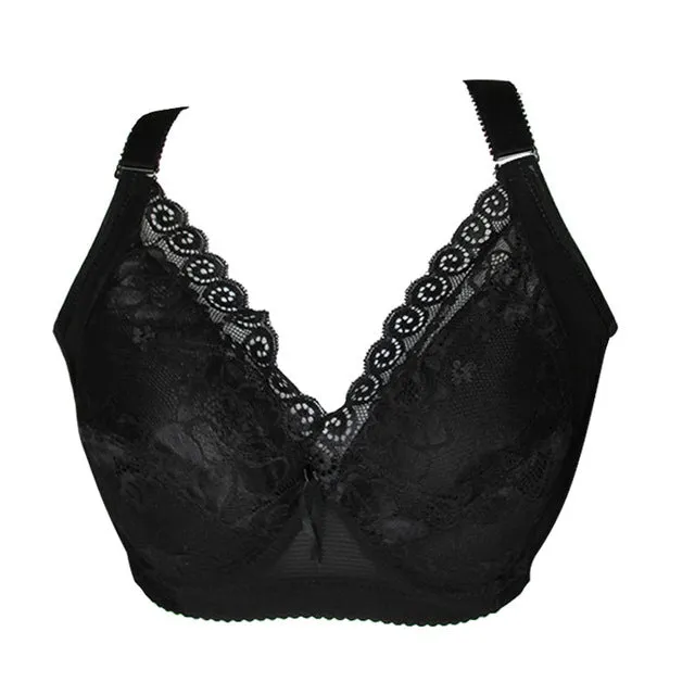 New Plus Size Bra Ultrathin Lace Bralette For Women Racerback Push Up Cotton Brassiere Underwire C D E Cup Bras Underwear