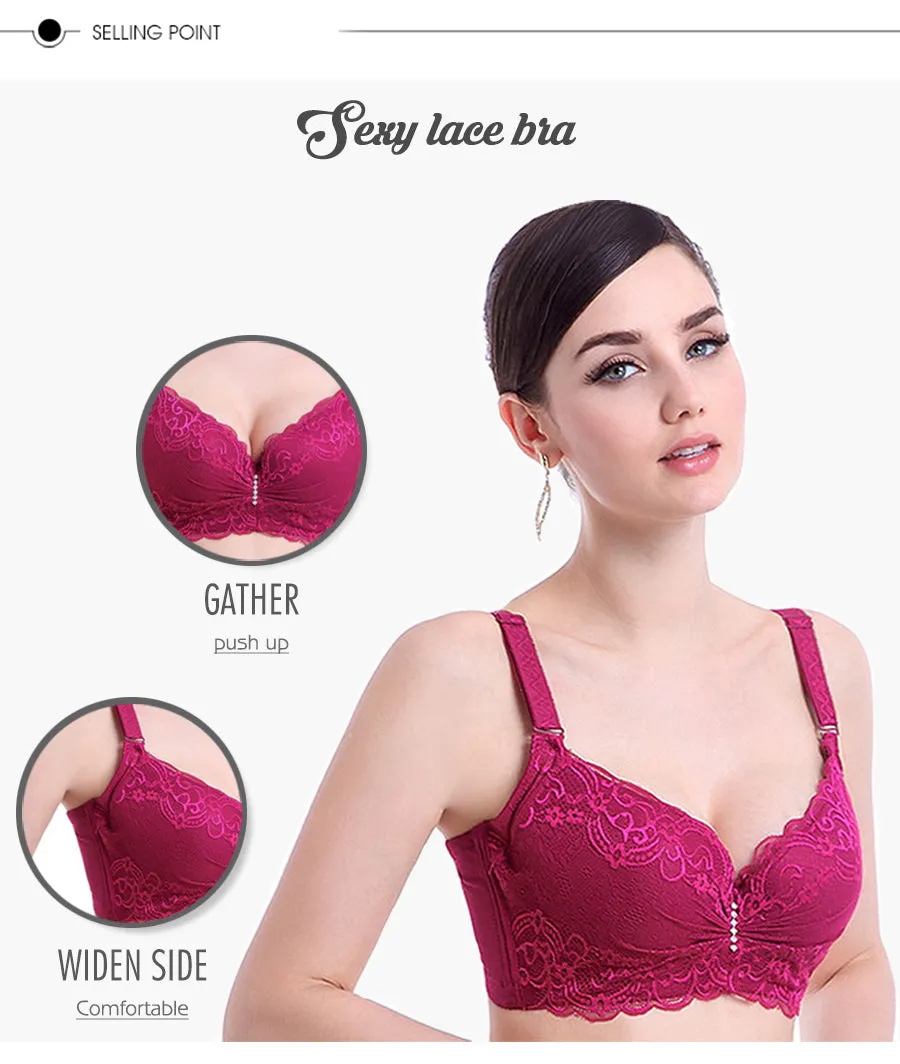 New Plus Size Bra Ultrathin Lace Bralette For Women Racerback Push Up Cotton Brassiere Underwire C D E Cup Bras Underwear