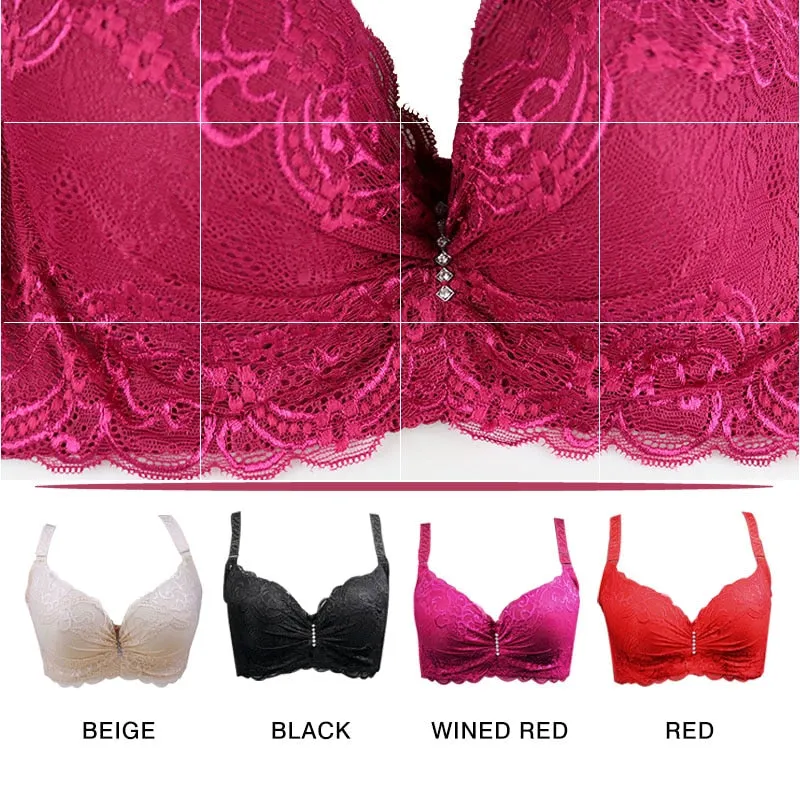 New Plus Size Bra Ultrathin Lace Bralette For Women Racerback Push Up Cotton Brassiere Underwire C D E Cup Bras Underwear