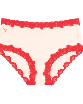 Niki Soft Silk Brief | Rose Quartz with Fiery Red