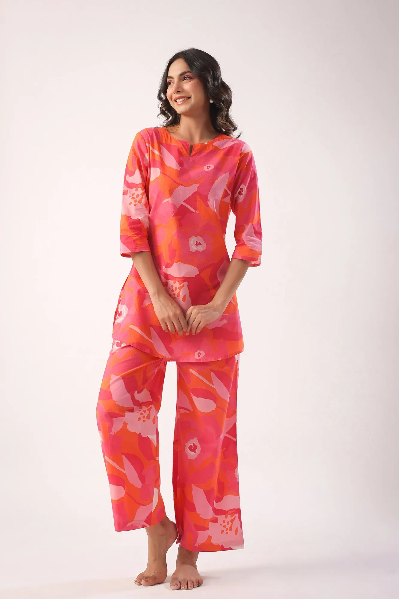 Paint Strokes on Orange Palazzo Loungewear Set