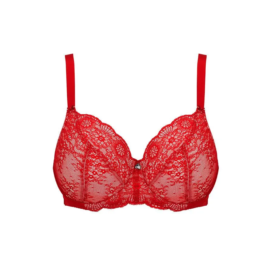 Peony Lace Full Cup Bra - Savvy Red