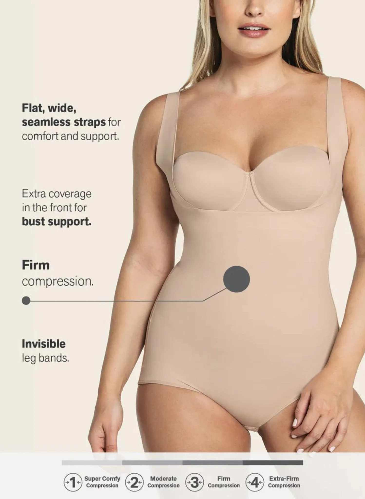 Plunge Back Classic Sculpting Body Shaper - Nude