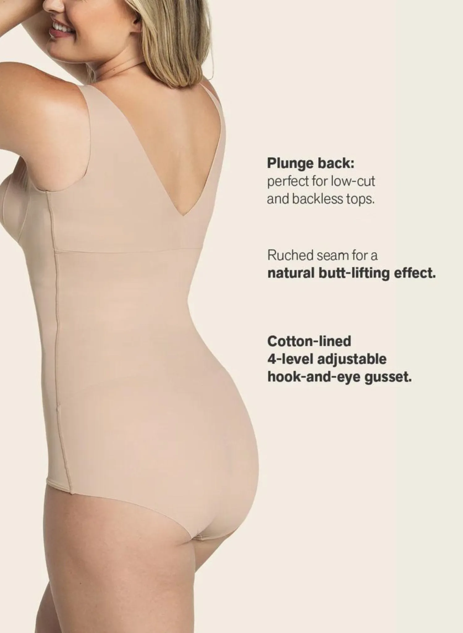 Plunge Back Classic Sculpting Body Shaper - Nude