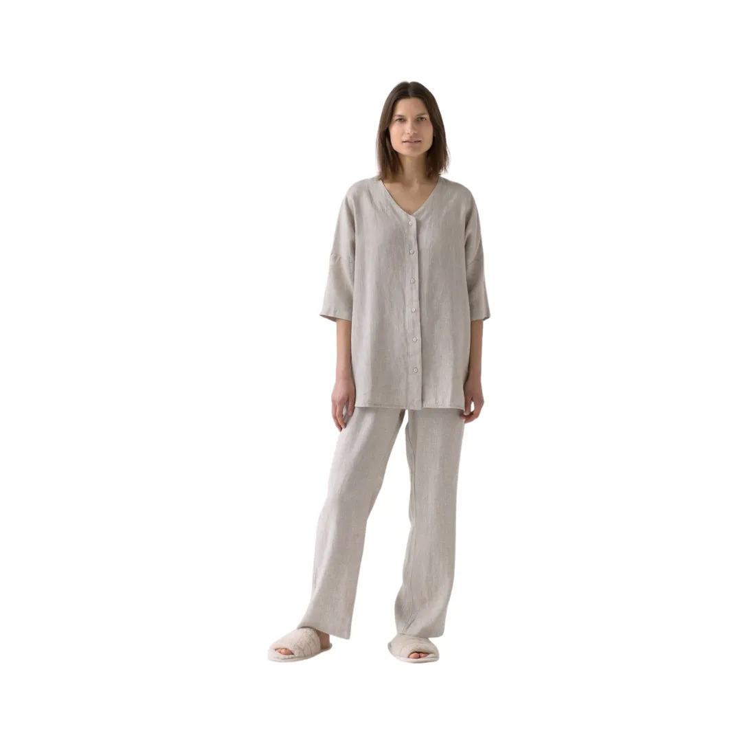 Primrose Beige Linen Loungewear Set