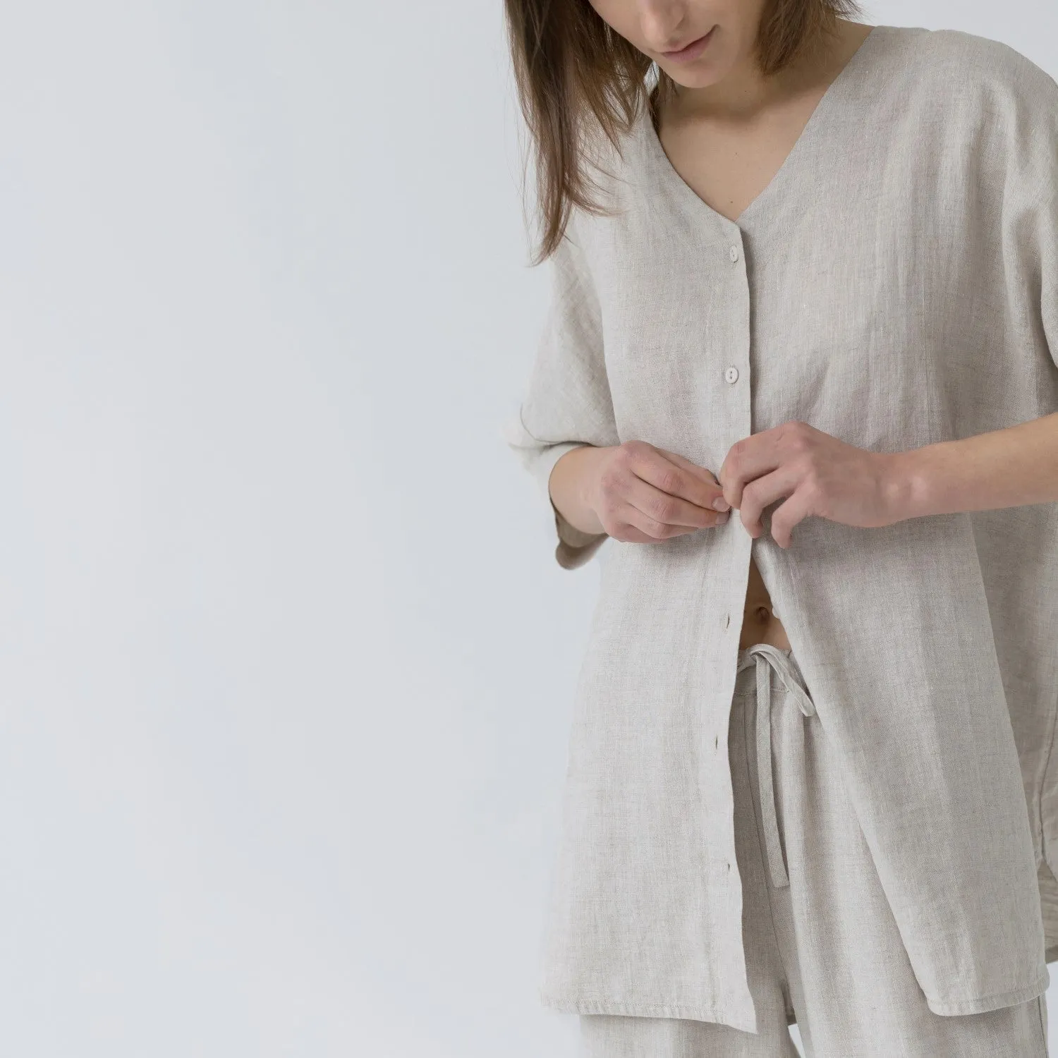 Primrose Beige Linen Loungewear Set