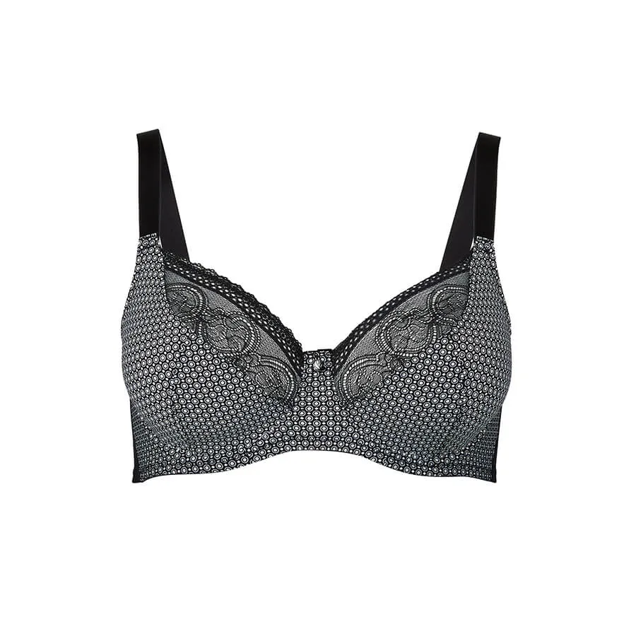 Print Full Cup Bra - Black Pebble