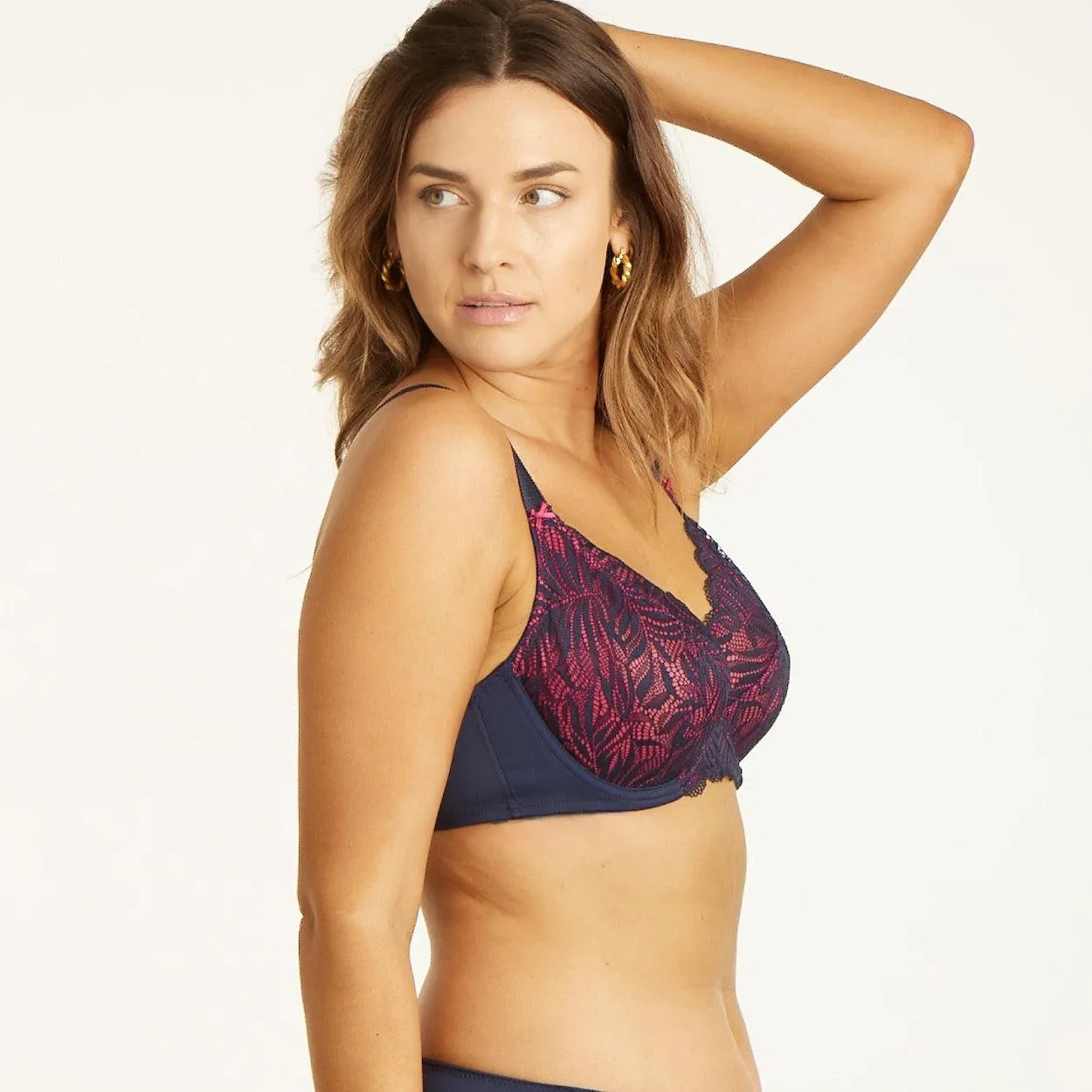 Radiate Lace Full Cup Bra - Navy Berry