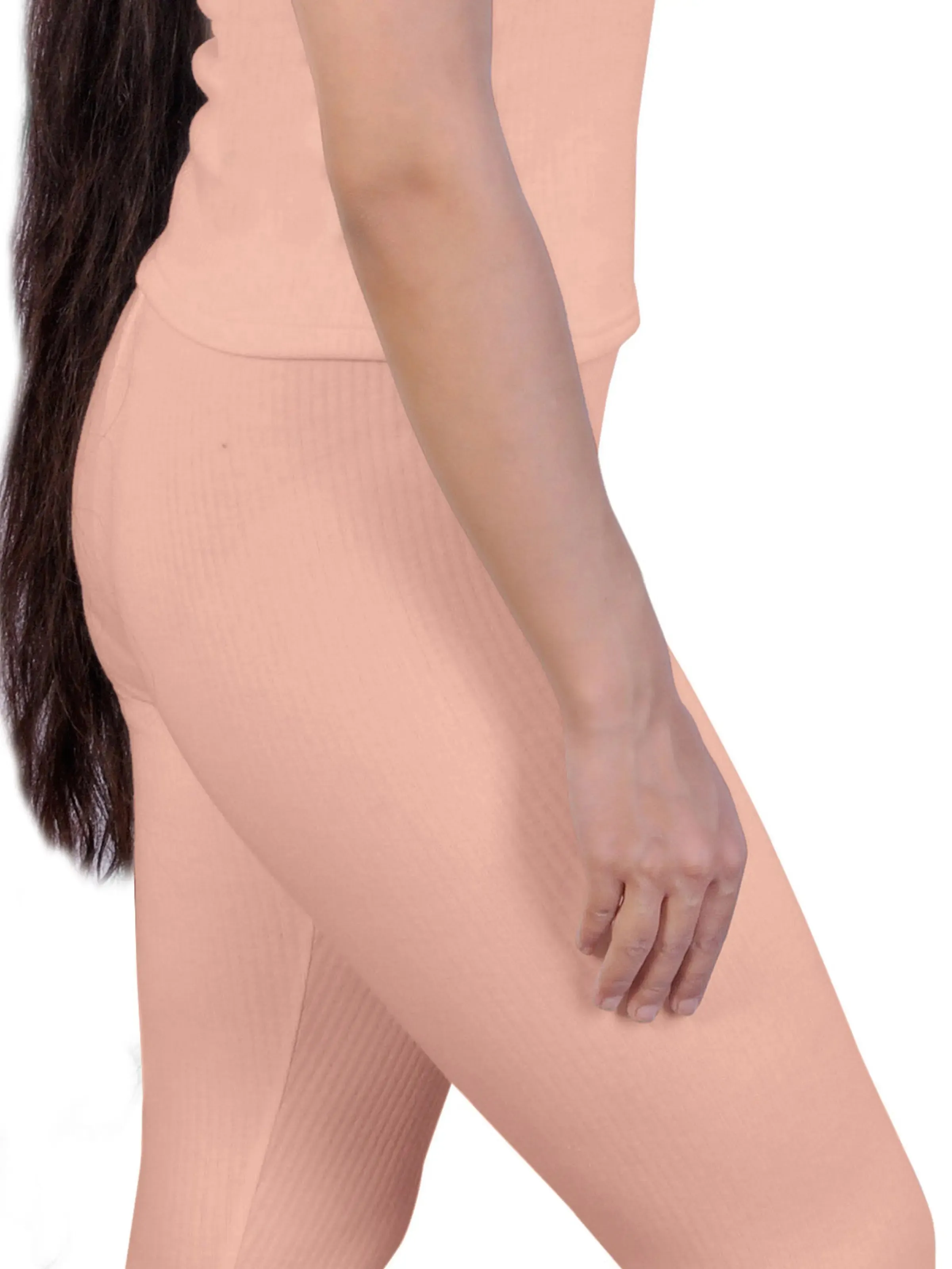 Regular Fit Warm Thermal Leggings | Peach Winterwear For  Young Women | Set of 1