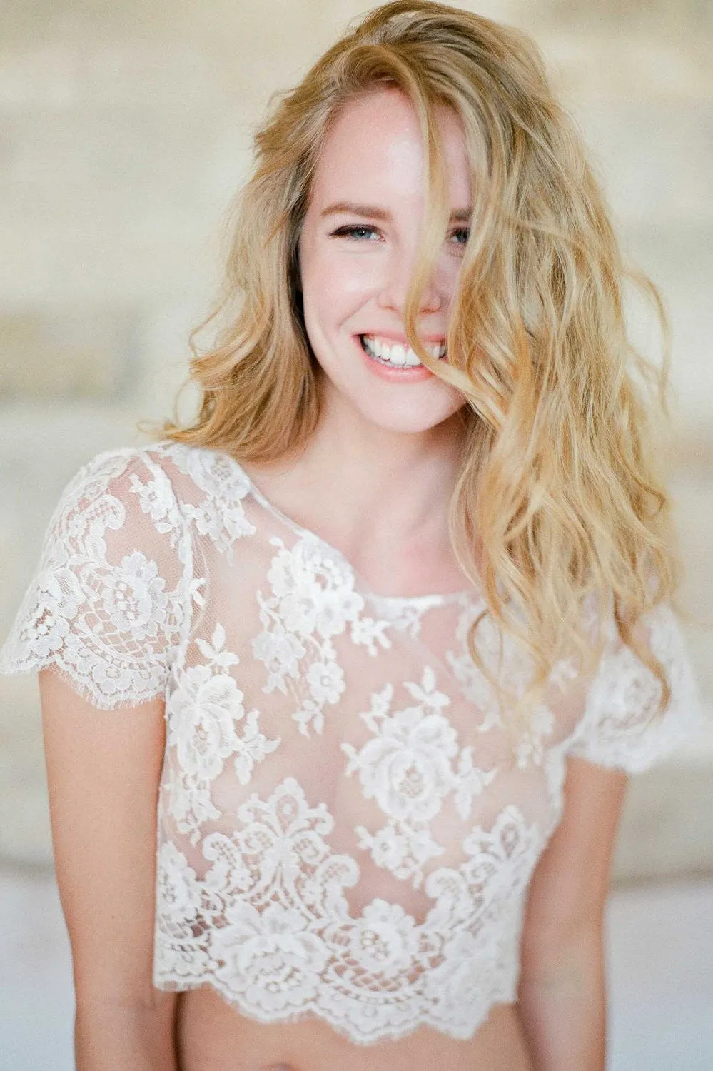 Rosa French lace blouse top in Ivory