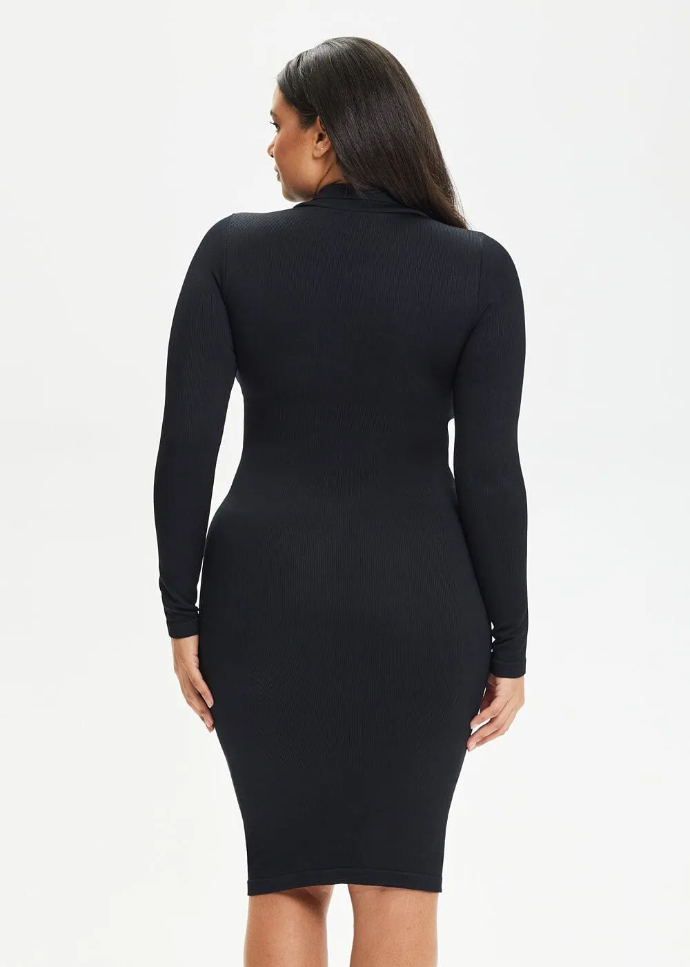 SnatchedKnit Front Button Collar Midi Dress