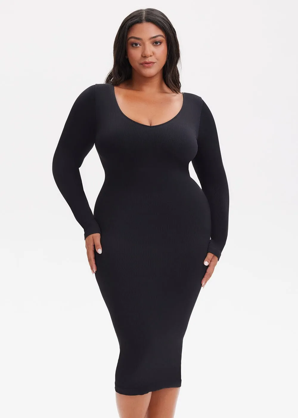 SnatchedKnit V-Neck Long Sleeve Sami Maxi Dress