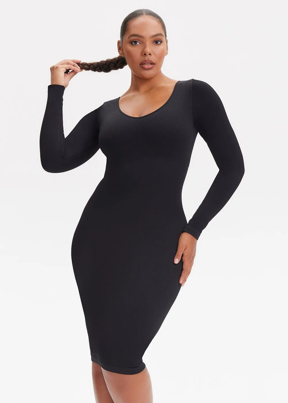 SnatchedKnit V-Neck Long Sleeve Sami Maxi Dress