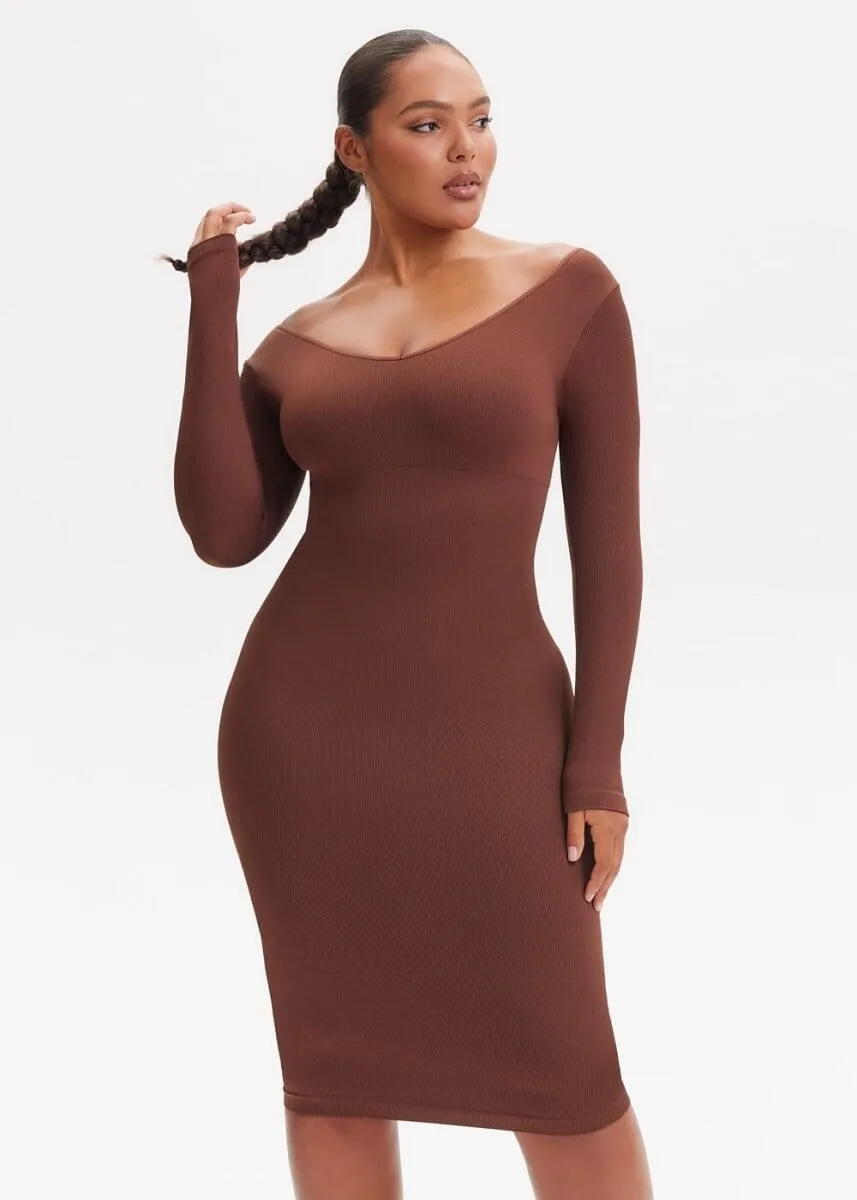 SnatchedKnit V-Neck Long Sleeve Sami Maxi Dress