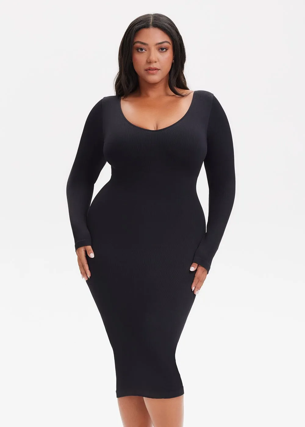 SnatchedKnit V-Neck Long Sleeve Sami Maxi Dress