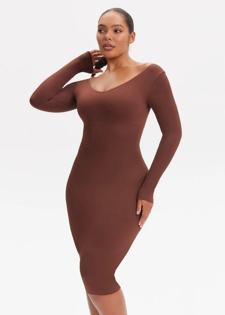 SnatchedKnit V-Neck Long Sleeve Sami Maxi Dress