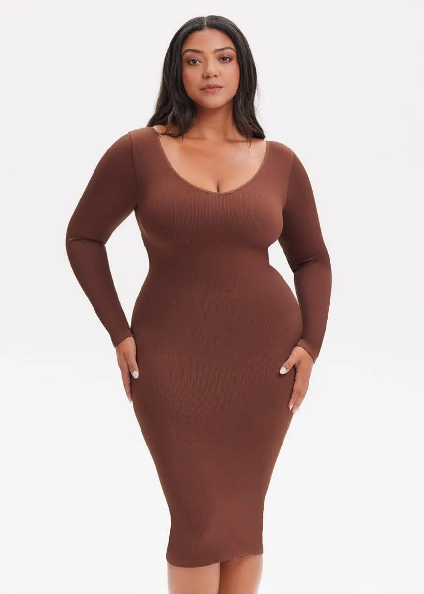 SnatchedKnit V-Neck Long Sleeve Sami Maxi Dress