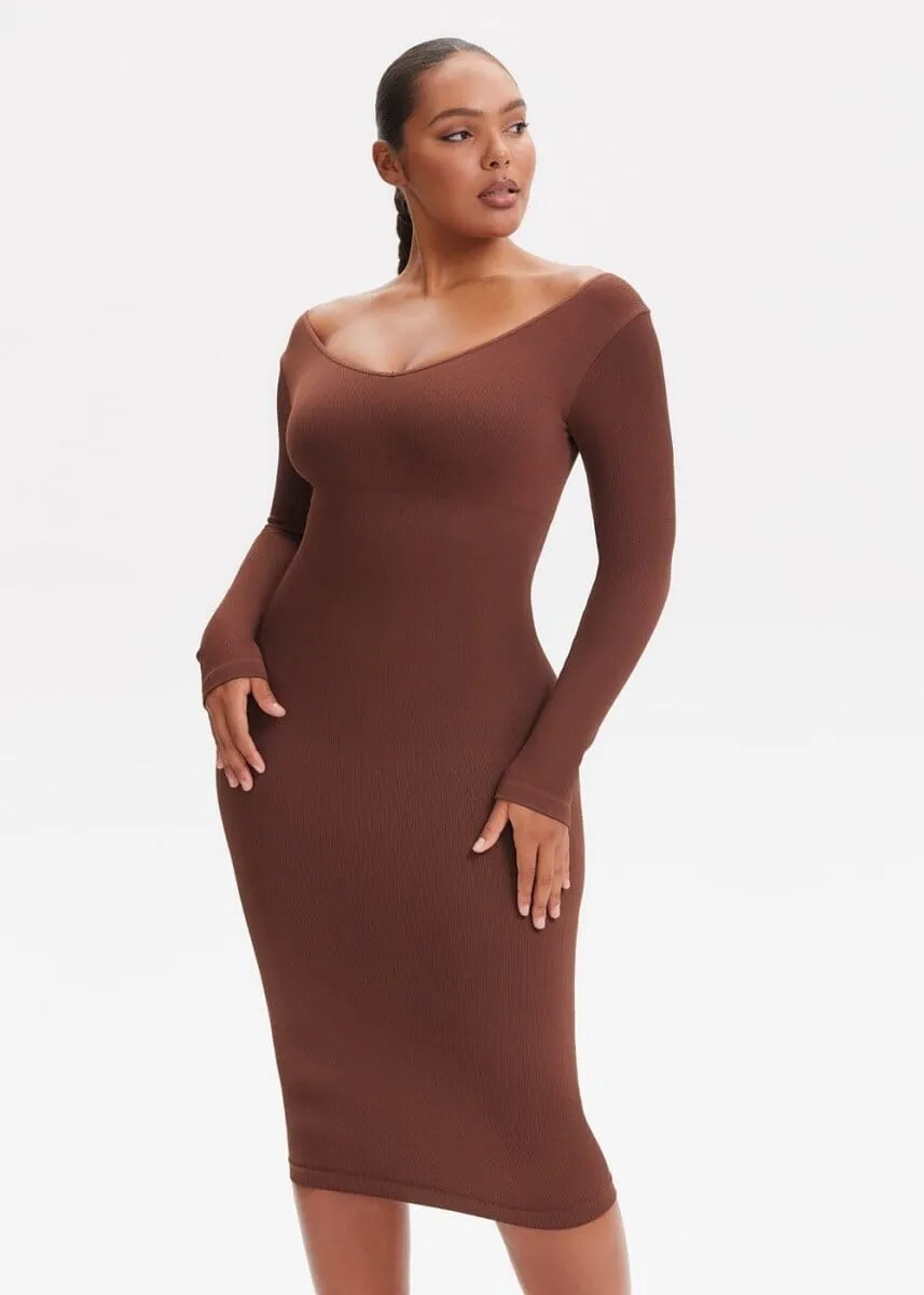 SnatchedKnit V-Neck Long Sleeve Sami Maxi Dress