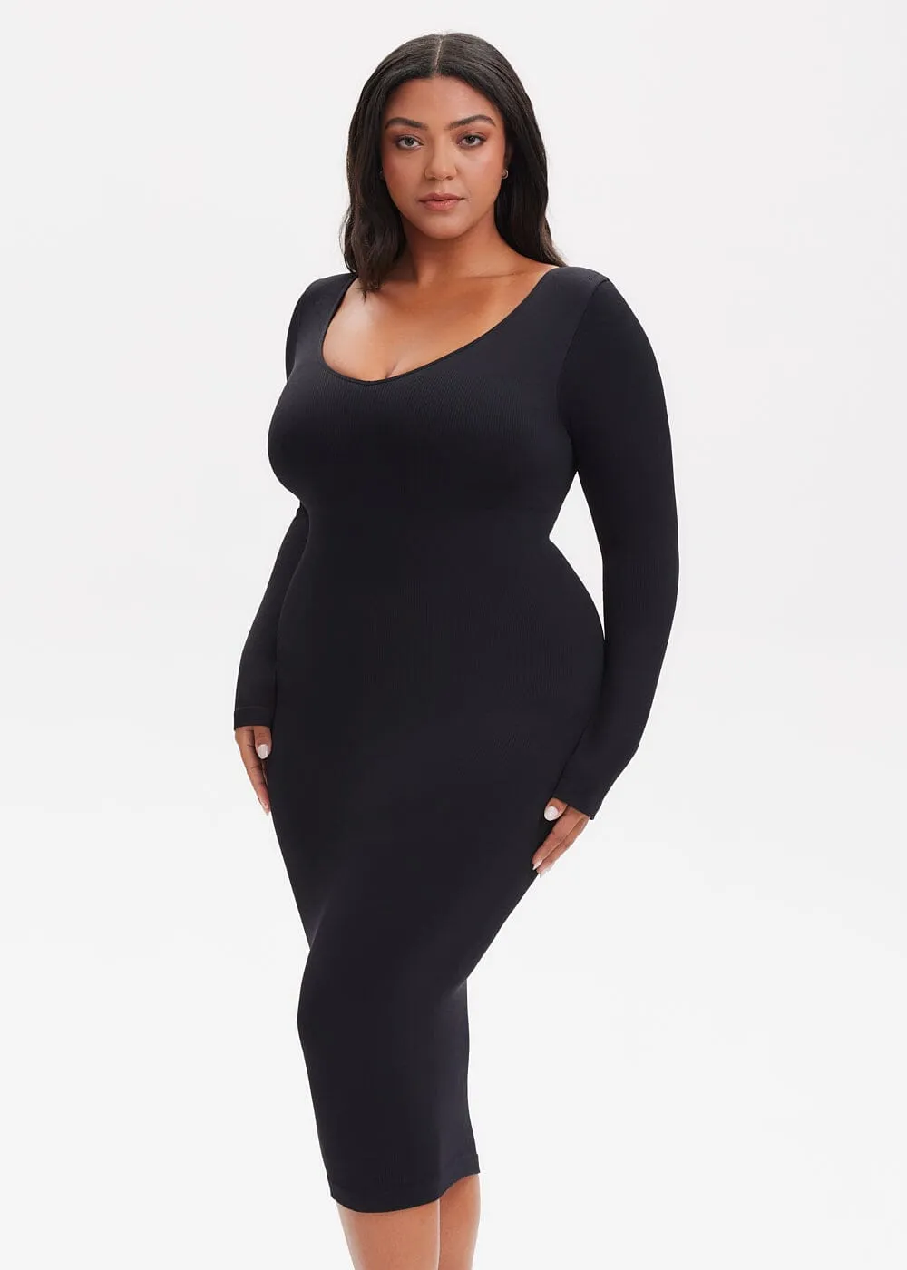 SnatchedKnit V-Neck Long Sleeve Sami Maxi Dress