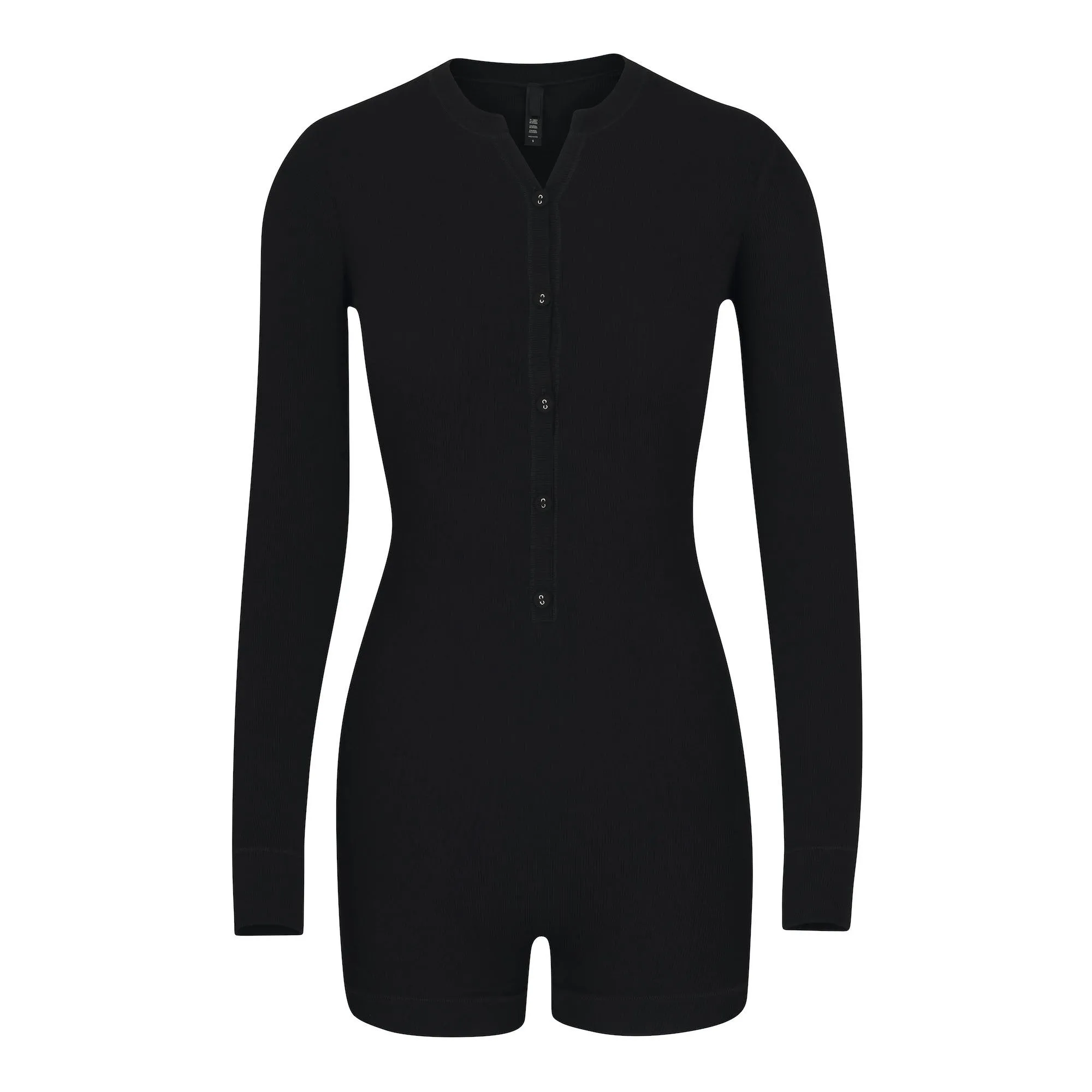 SOFT LOUNGE BUTTON UP HENLEY ONESIE | ONYX