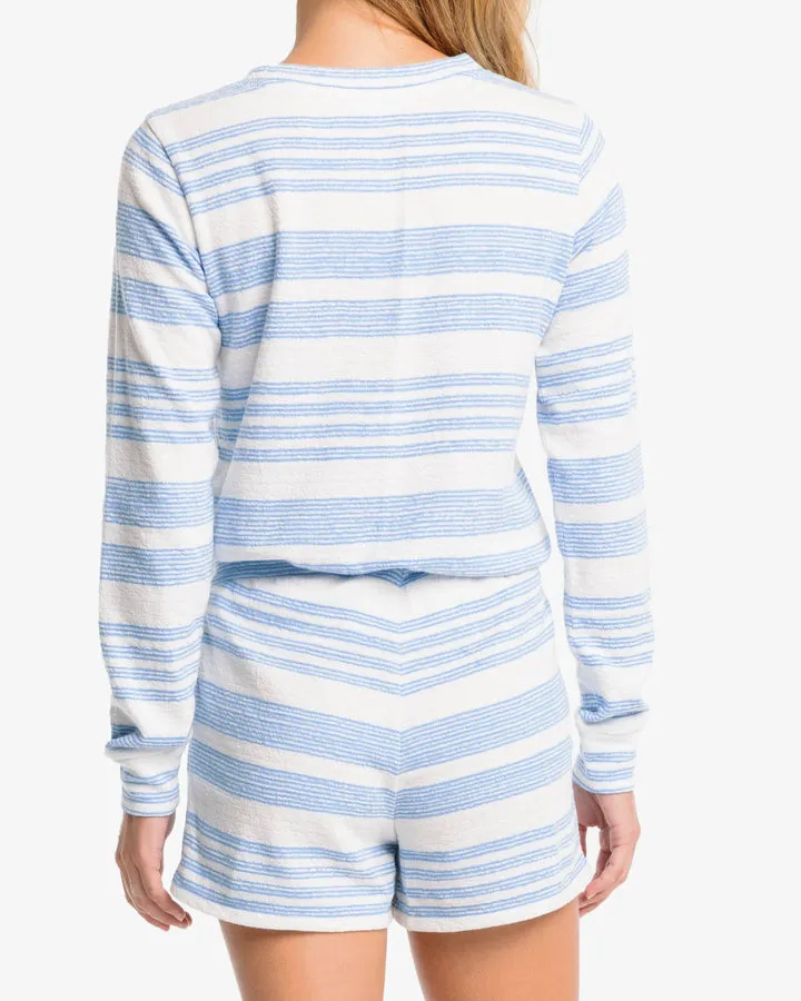 Southern Tide Women's Lana Striped Crew Neck Sweatshirt - Boat Blue