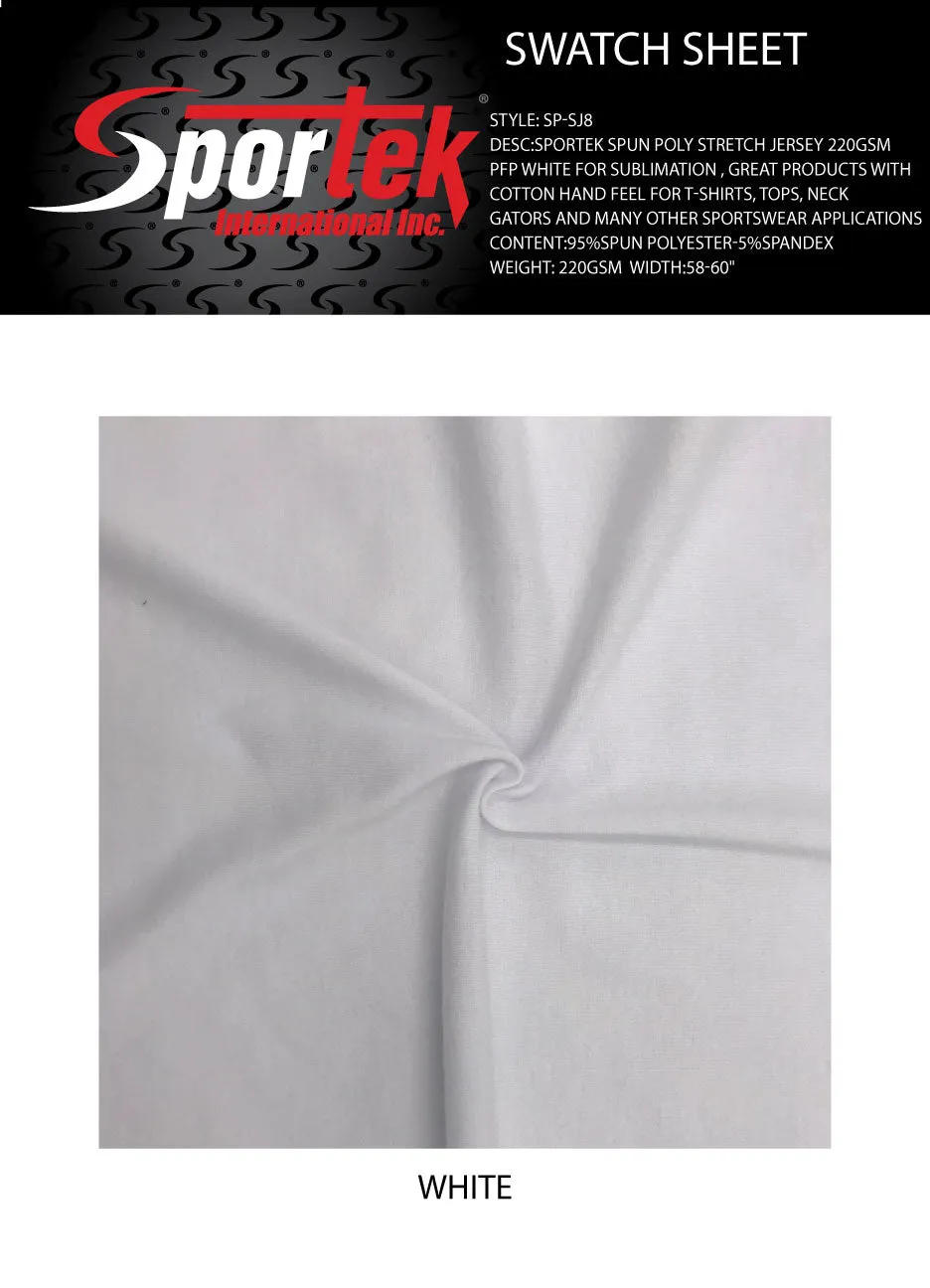 SP-SJ8 Sportek Spun Poly stretch Jersey 220GSM PFP White for sublimation