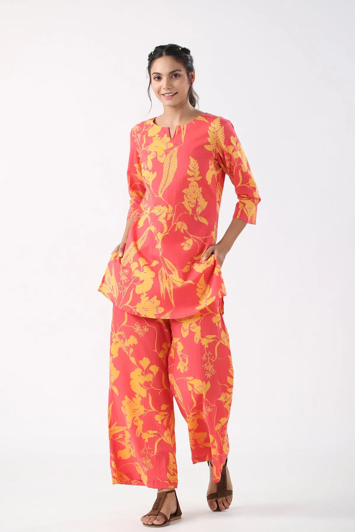 Sunkissed Sands Cotton Palazzo Loungewear Set