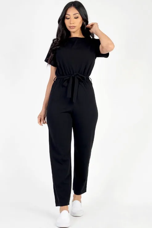 Tie Waist Relaxed Jumpsuit