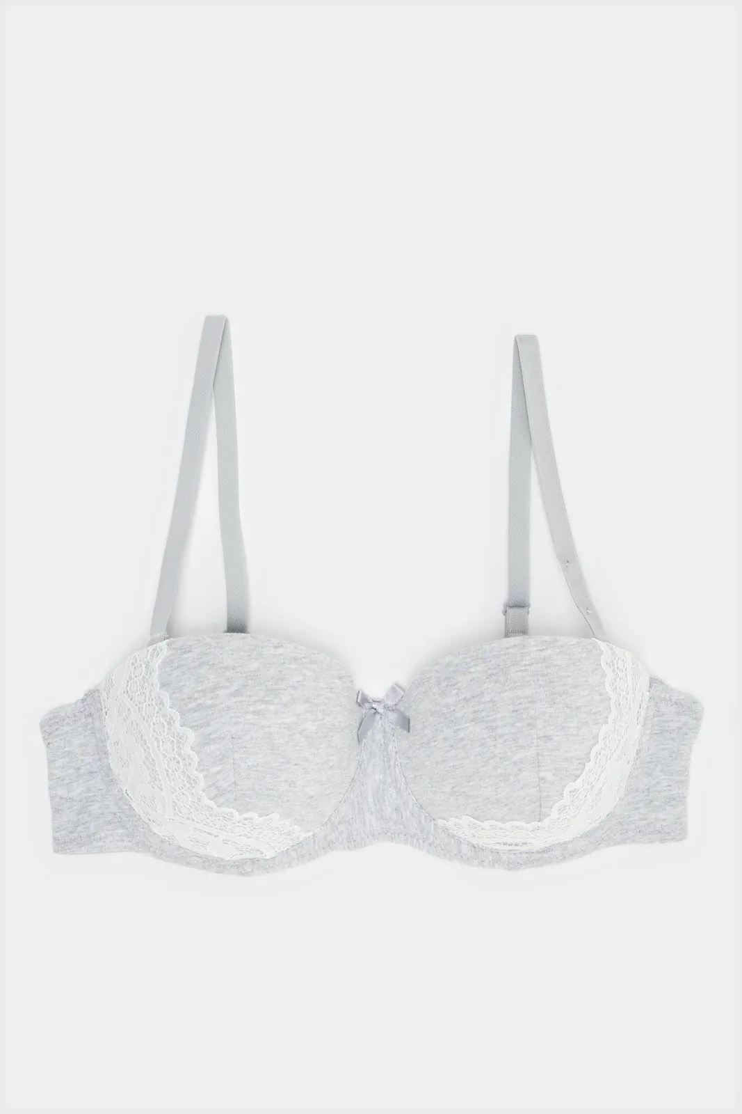 Women Grey Melange With Lace Balconette Bra Set (Pack of 3)